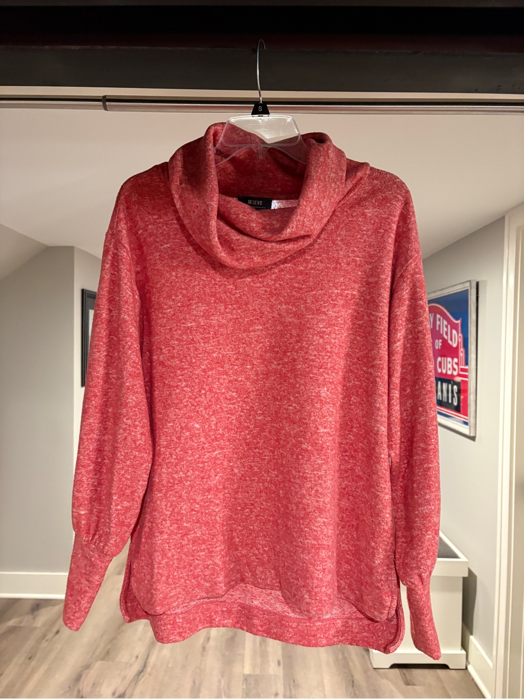 Maeve Red Heathered Cowl Neck Sweater